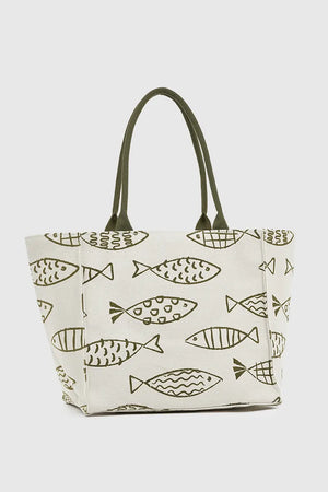 VERDE FASHION | Borsa mare in canvas fantasia