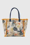 VERDE FASHION | Borsa mare in tessuto fantasia tropicale