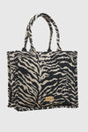 VERDE FASHION | Borsa mare tote in tessuto fantasia animalier