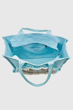 VERDE FASHION | Borsa mare in cotone con conchiglie