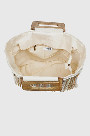 VERDE FASHION | Borsa mare tote in cotone con conchiglie