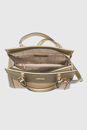 VERDE FASHION | Borsa a mano in rafia ed ecopelle