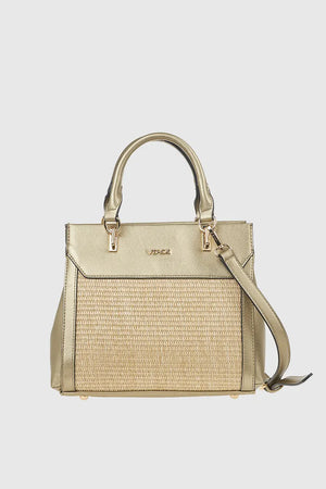 VERDE FASHION | Borsa a mano in rafia ed ecopelle
