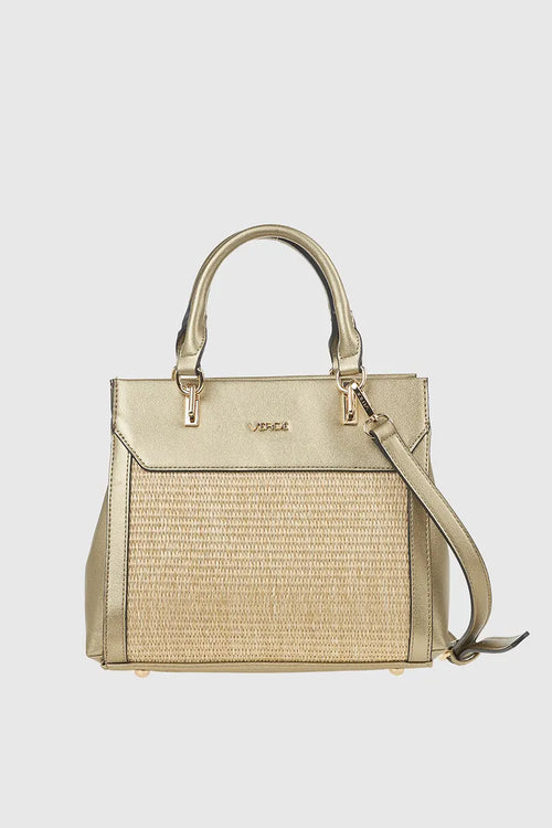 VERDE FASHION | Borsa a mano in rafia ed ecopelle