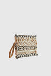 VERDE FASHION | Pochette in tessuto con applicazioni conchiglie
