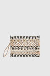 VERDE FASHION | Pochette in tessuto con applicazioni conchiglie