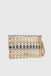 VERDE FASHION | Pochette in tessuto con applicazioni conchiglie