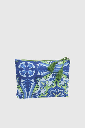 VERDE FASHION | Pochette mare in cotone fantasia maioliche