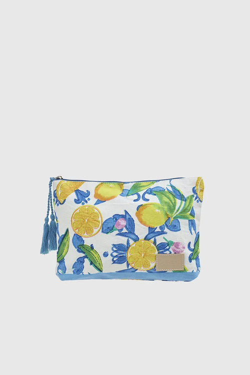 VERDE FASHION | Pochette mare in cotone fantasia limoni