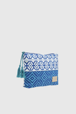 VERDE FASHION | Pochette mare in cotone fantasia geometrica