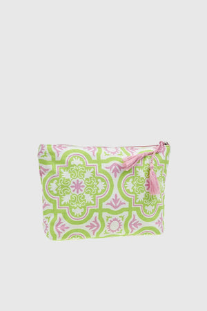VERDE FASHION | Pochette mare in cotone fantasia maioliche