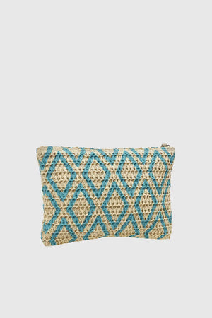 VERDE FASHION | Pochette mare in rafia motivo rombi