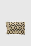 VERDE FASHION | Pochette mare in rafia motivo rombi