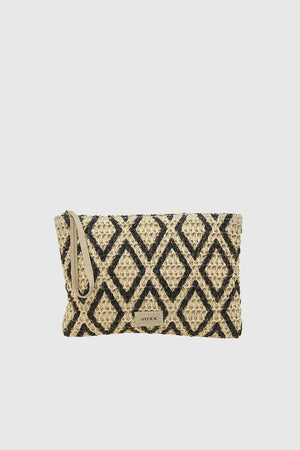 VERDE FASHION | Pochette mare in rafia motivo rombi