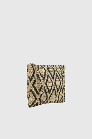 VERDE FASHION | Pochette mare in rafia motivo rombi