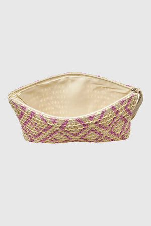 VERDE FASHION | Pochette mare in rafia motivo rombi