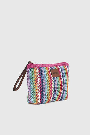 VERDE FASHION | Pochette mare in rafia a righe