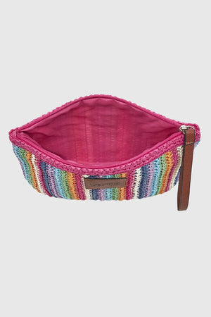 VERDE FASHION | Pochette mare in rafia a righe