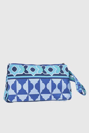 VERDE FASHION | Pochette mare in cotone fantasia geometrica