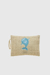 VERDE FASHION | Pochette mare in rafia ricamo pesce