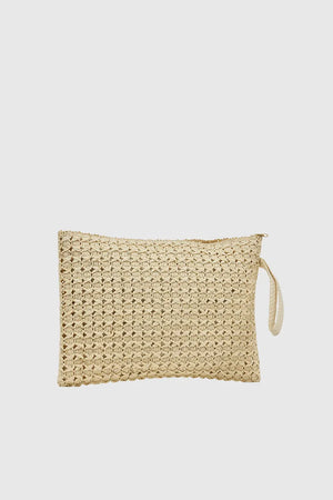 VERDE FASHION | Pochette mare in rafia ricamo granchio