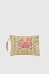 VERDE FASHION | Pochette mare in rafia ricamo granchio