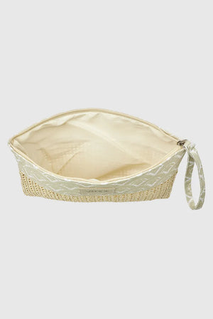 VERDE FASHION | Pochette mare in rafia e tessuto