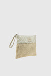 VERDE FASHION | Pochette mare in rafia e tessuto