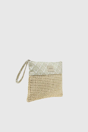 VERDE FASHION | Pochette mare in rafia e tessuto