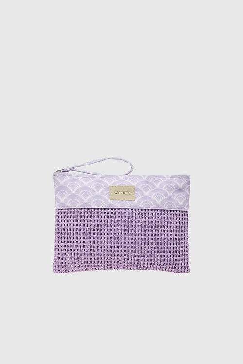 VERDE FASHION | Pochette mare in rafia e tessuto