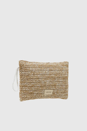 VERDE FASHION | Pochette mare in rafia occhio greco