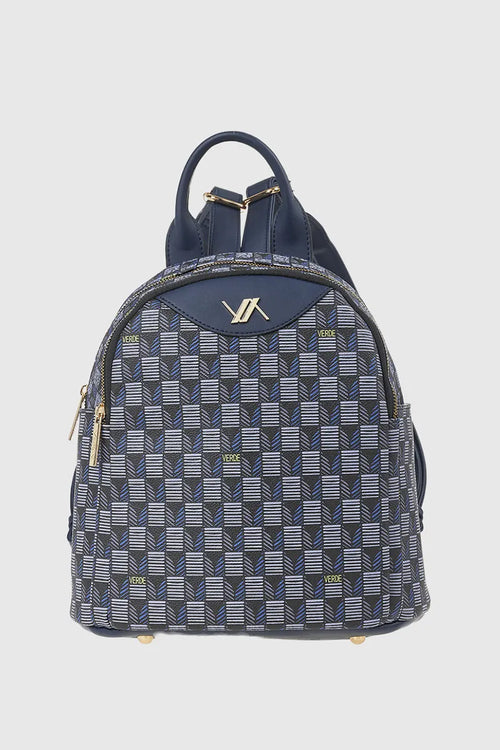VERDE FASHION | Zaino doppia tasca motivo geometrico