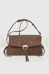 VERDE FASHION | Pochette con patta in ecopelle scamosciata