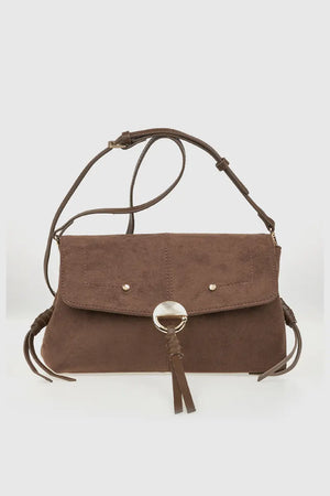 VERDE FASHION | Pochette con patta in ecopelle scamosciata
