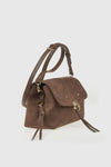 VERDE FASHION | Pochette con patta in ecopelle scamosciata
