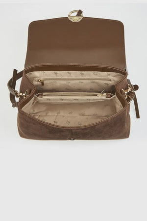 VERDE FASHION | Pochette con patta in ecopelle scamosciata