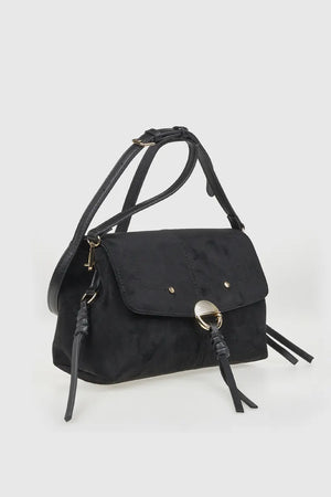 VERDE FASHION | Pochette con patta in ecopelle scamosciata
