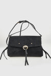 VERDE FASHION | Pochette con patta in ecopelle scamosciata