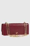 VERDE FASHION | Pochette con patta in ecopelle verniciata