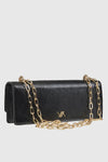 VERDE FASHION | Pochette con patta in ecopelle verniciata