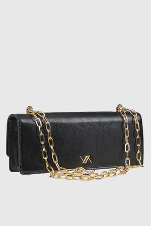 VERDE FASHION | Pochette con patta in ecopelle verniciata