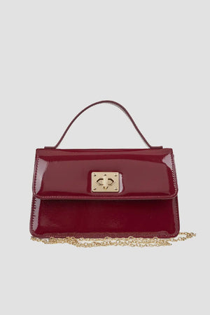 VERDE FASHION | Pochette con patta in ecopelle verniciata