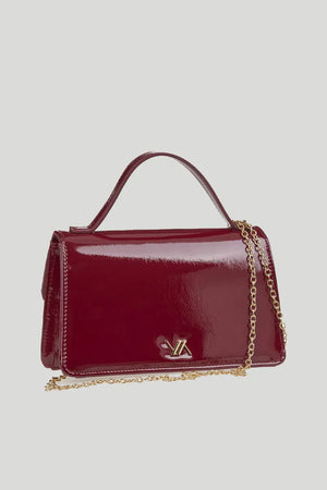 VERDE FASHION | Pochette con patta in ecopelle verniciata
