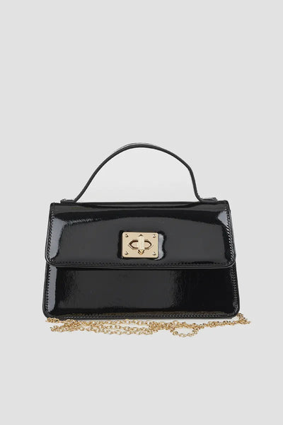 VERDE FASHION | Pochette con patta in ecopelle verniciata