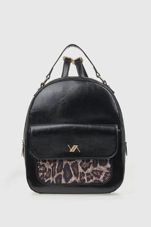 VERDE FASHION | Zaino in ecopelle verniciata tasca leopardata