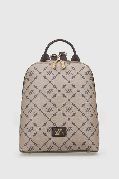 VERDE FASHION | Zaino ecopelle con stampa geometrica logo