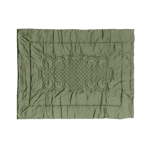 Plaid Arredo  140 x 180 cm in Raso di puro cotone Verde Oliva - Vanita di raso