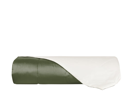 Plaid Arredo  140 x 180 cm in Raso di puro cotone Verde Oliva - Vanita di raso