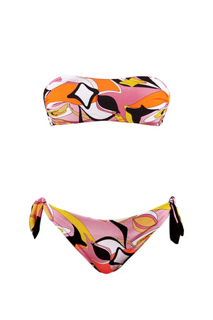VERDISSIMA Mare | Bikini fascia imbottita+slip annodato Abstract