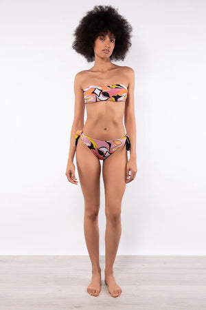 VERDISSIMA Mare | Bikini fascia imbottita+slip annodato Abstract